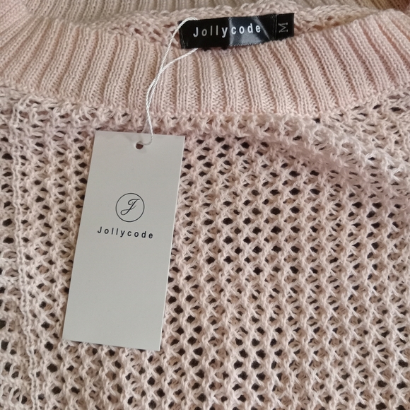 Jollycode Women's Lace Crochet Sweater Short Sleeve Size MEDIUM - Picture 2 of 5